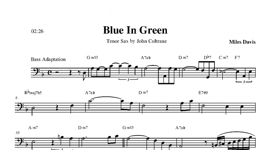 blue in green bill evans transcription