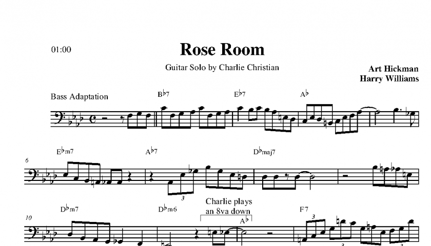 rose room charlie christian transcription