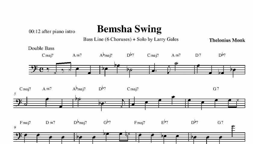 bemsha swing keith jarrett transcription