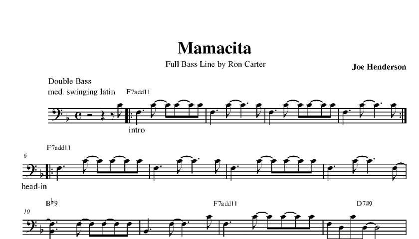 Mamacita - Ron Carter Full Bass Line | Jazz Bass Transcriptions